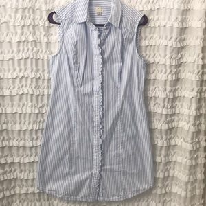 Button-Down Collared Striped Shirt Dress